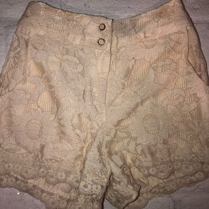 Cream lace shorts, never worn